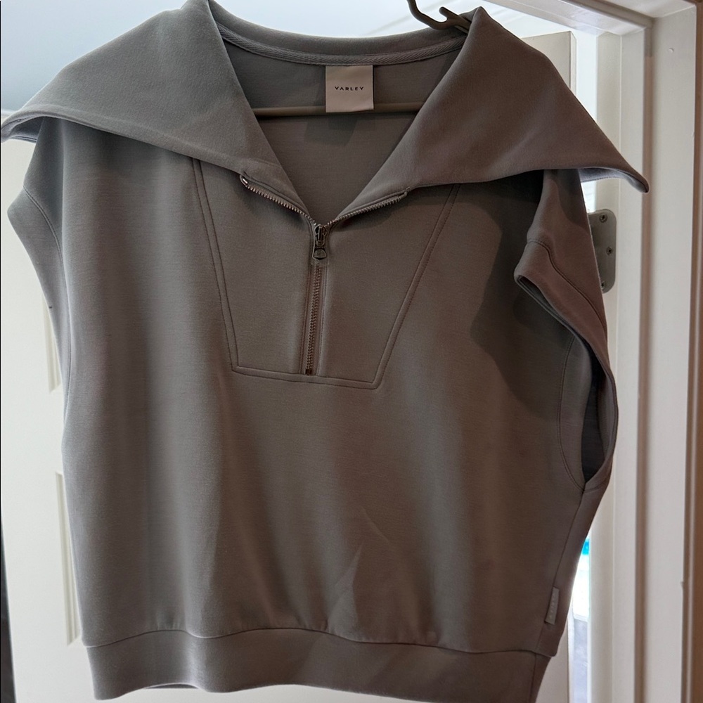 Varley Charcoal Sleeveless Zip-Up Top